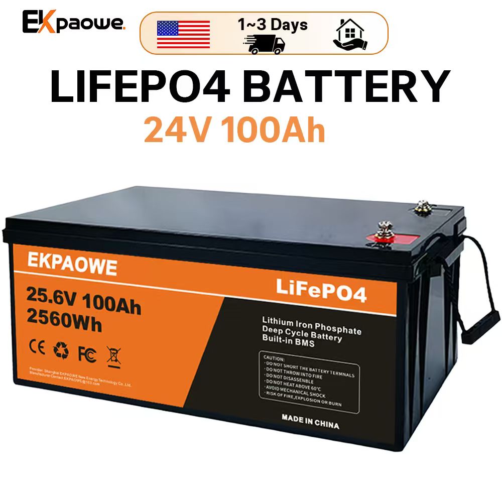 Fishing Boat Trolling Motor - EKPAOWE 24V 25.6V 100AH LiFePO4 Pil